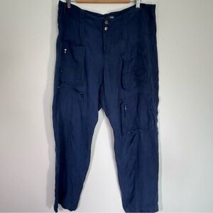 Johnny Was Pete & Greta Navy Blue Cargo Pants Size 12 lagenlook casual